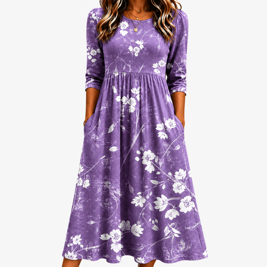 Lavendel Bloem Comfort Pocket Midi Jurk