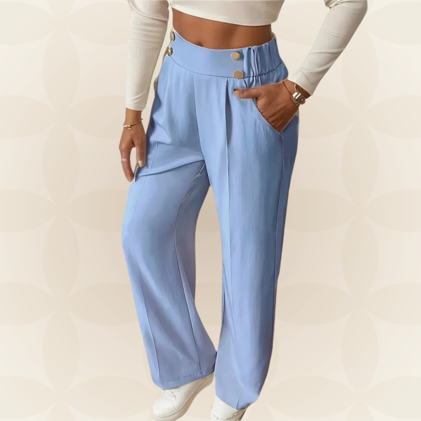 Anita - Fijne rechte Casual broek met mooie details