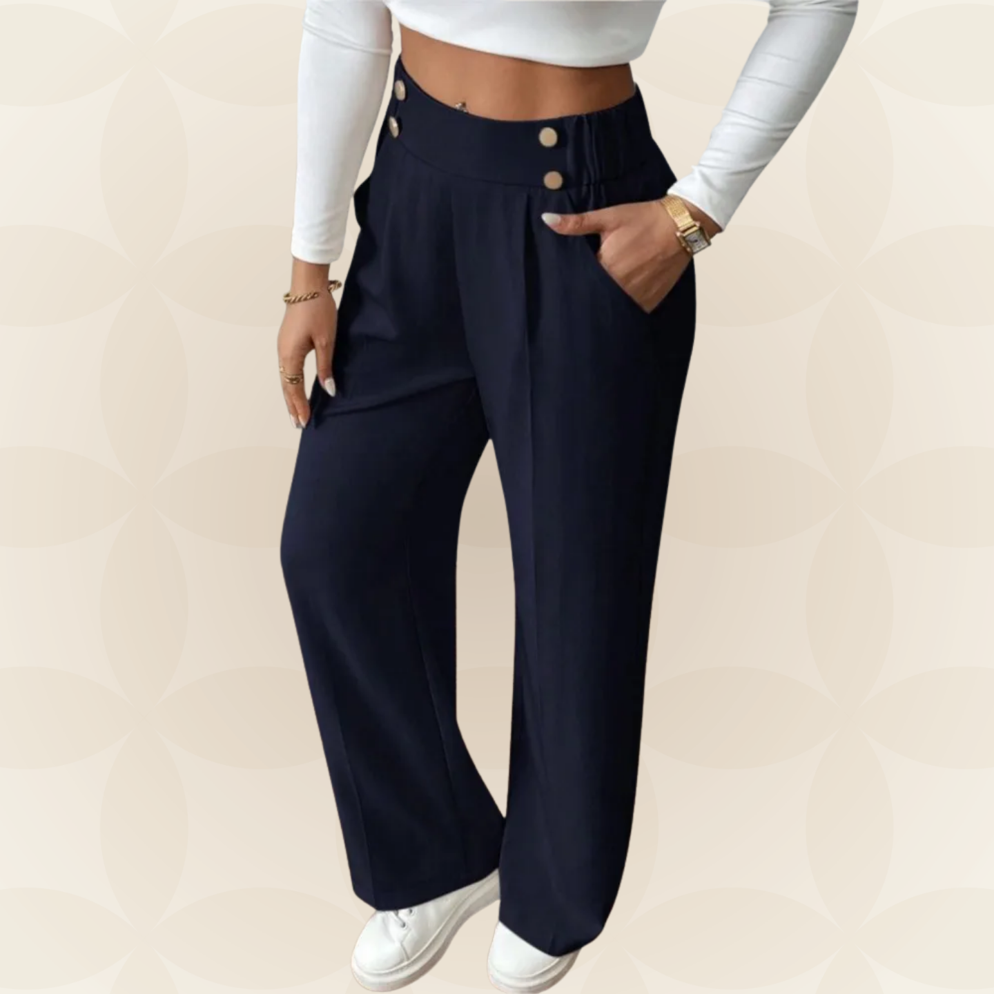 Anita - Fijne rechte Casual broek met mooie details