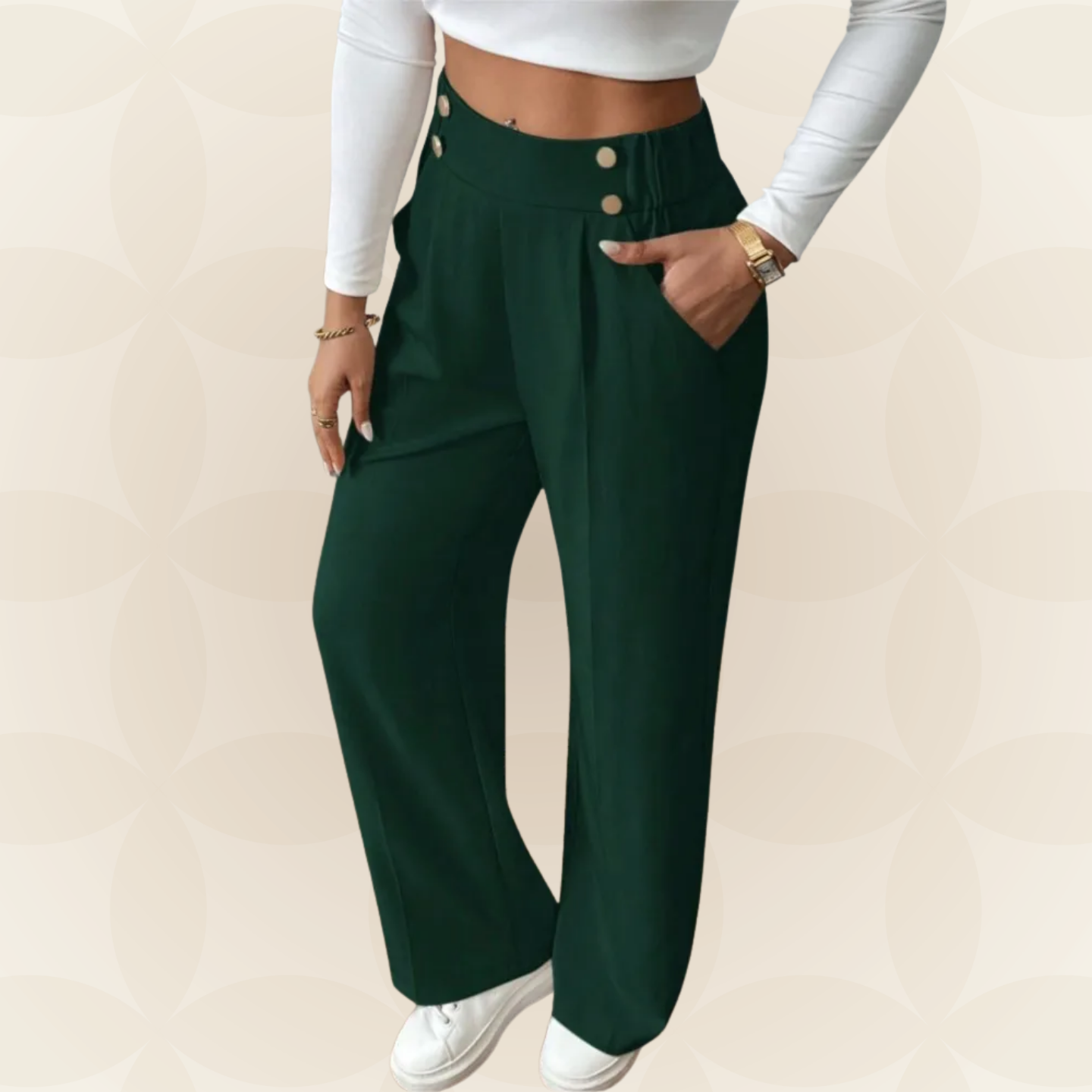 Anita - Fijne rechte Casual broek met mooie details