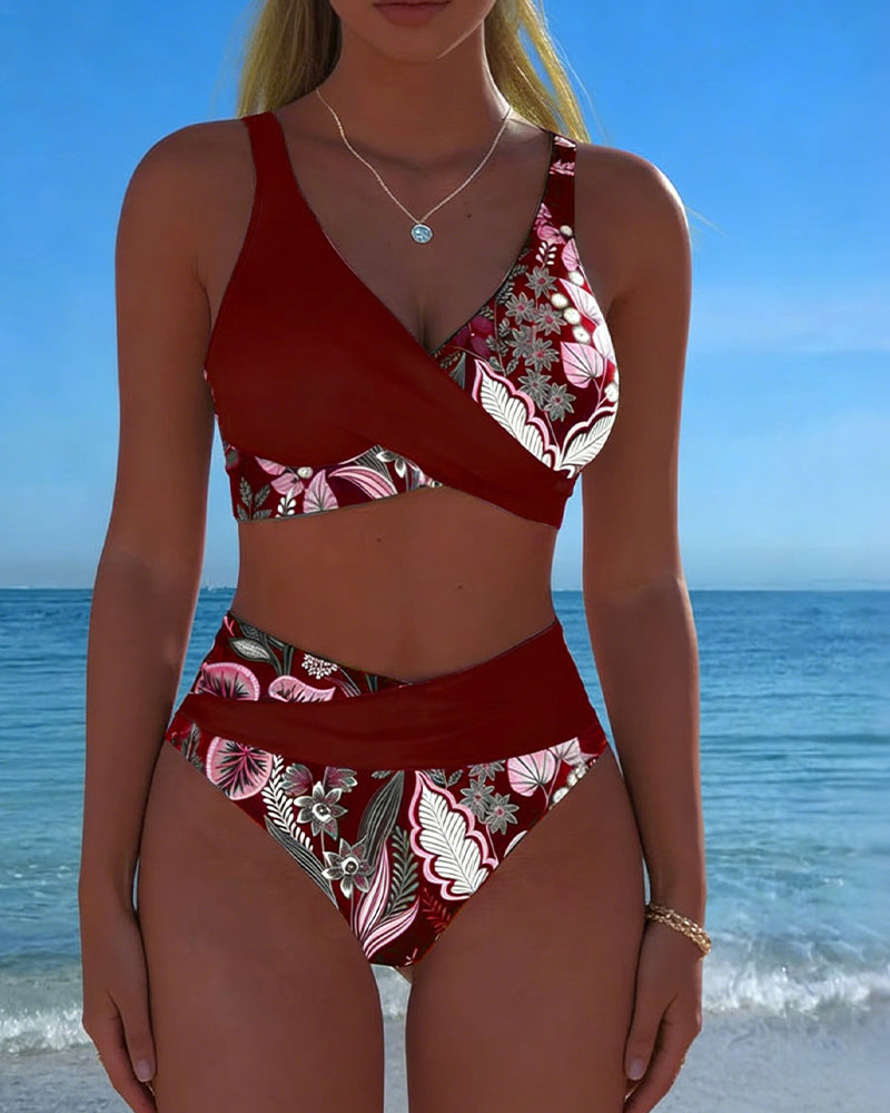 Bikini Contrastkleur Mode Bloem