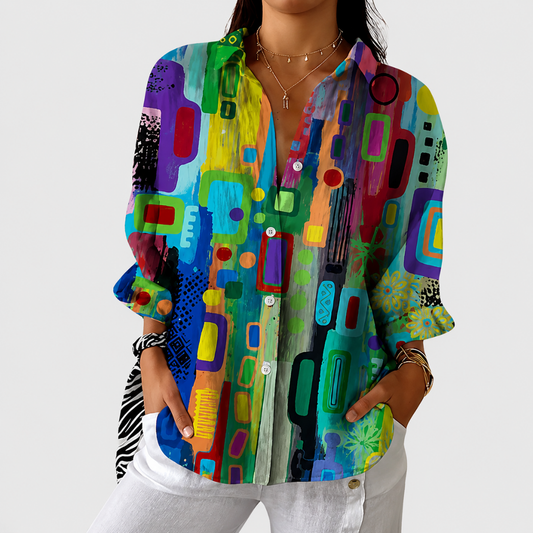 Lichte en Kleurrijke Gedrukte Blouse