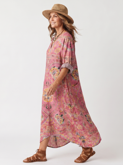 Tilda | Abstracte Print Relaxed Pocket Midi Dress