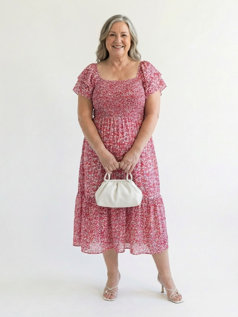 Odette | Midi Jurk met Off-Shoulder Schouders