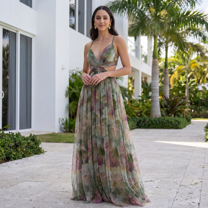 Dayana – Maxi Jurk met Knoopsluiting aan de Voorkant