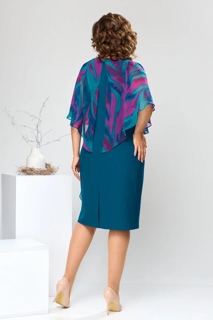 Jolanda - Chique knielange Chiffon Jurk