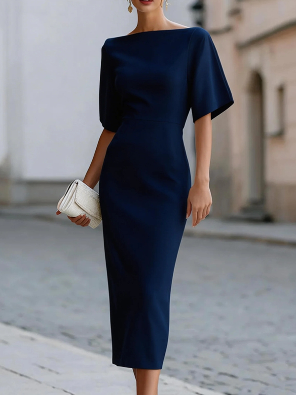 Bootneck Midi-lengte Aansluitend Jurk
