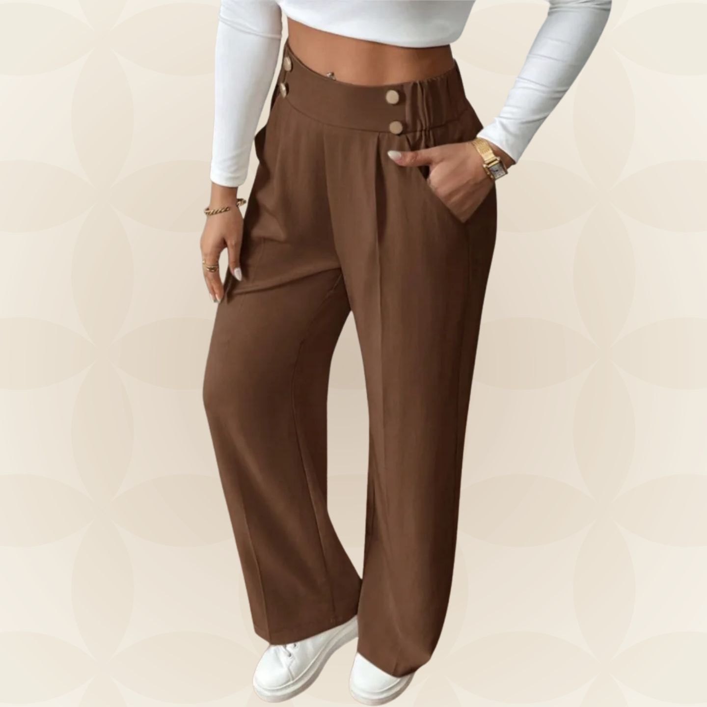 Anita - Fijne rechte Casual broek met mooie details