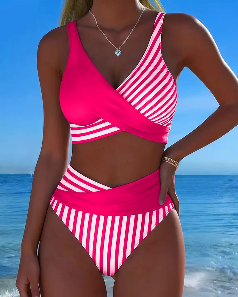 Bikini Kruzende Strepen Gedrukt
