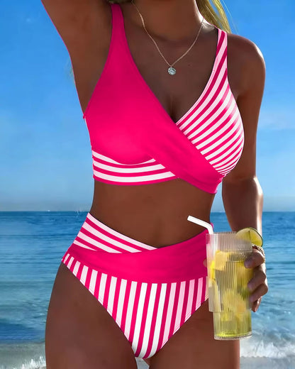 Bikini Kruzende Strepen Gedrukt