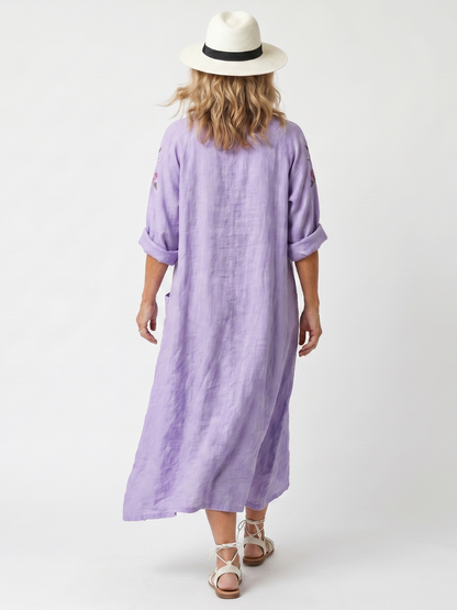 Tavi | Bloemen Oversized Pocket Midi Jurk