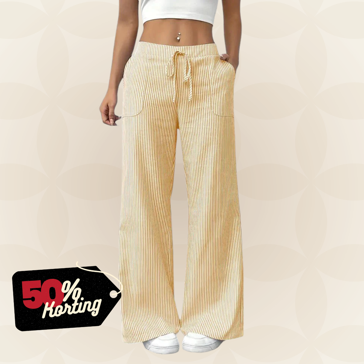 Manon – Comfortabele wide leg broek met strepen