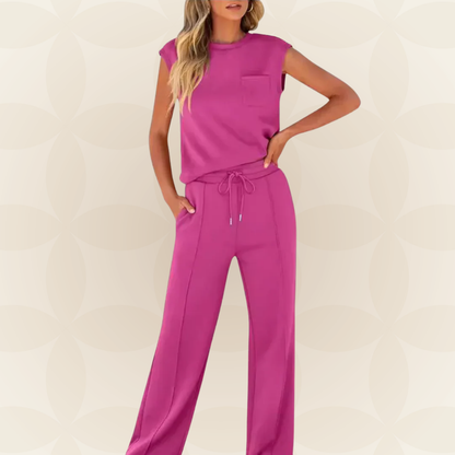 Anna – Casual Zomer Lounge Co-ord Set - Beige