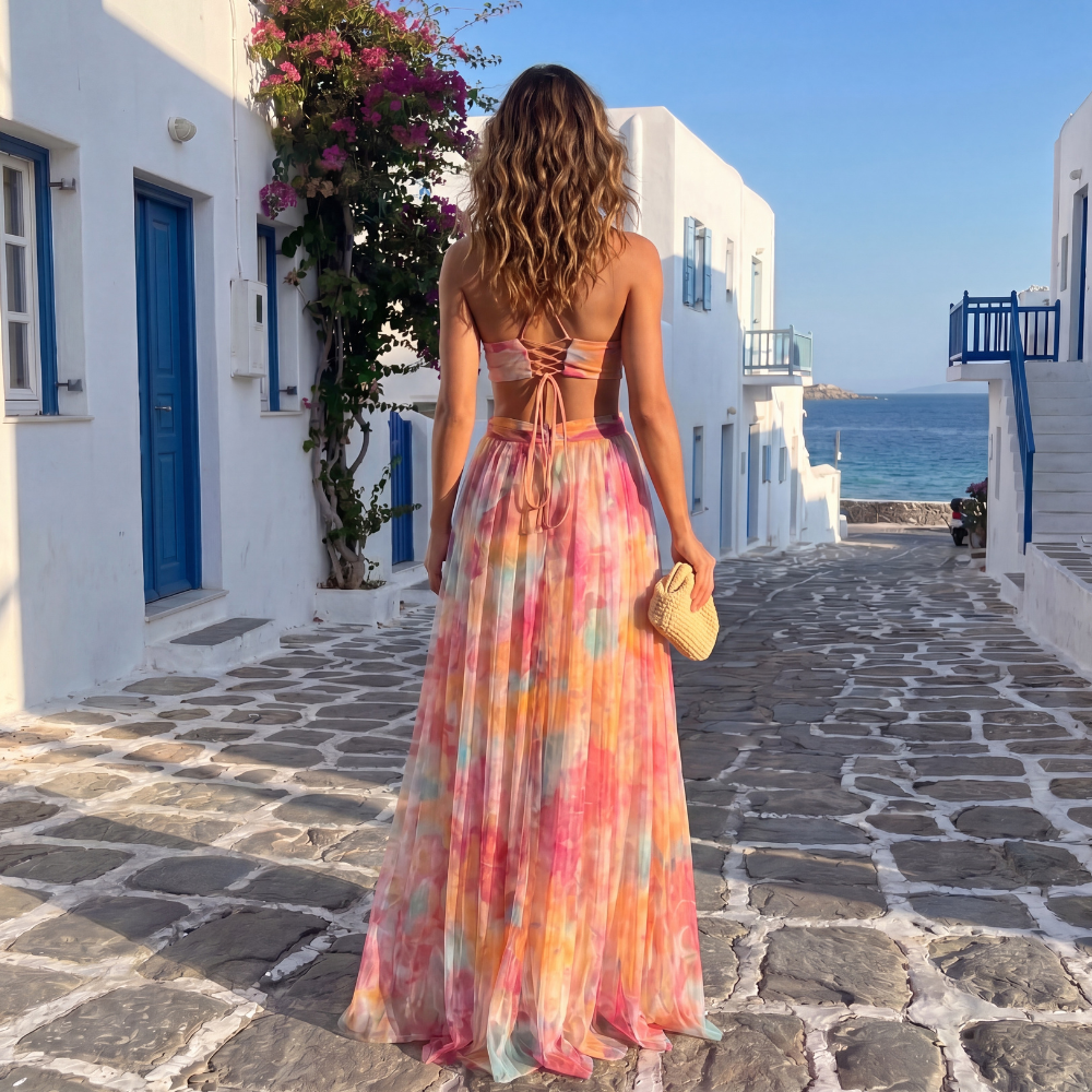 Dayana – Maxi Jurk met Knoopsluiting aan de Voorkant