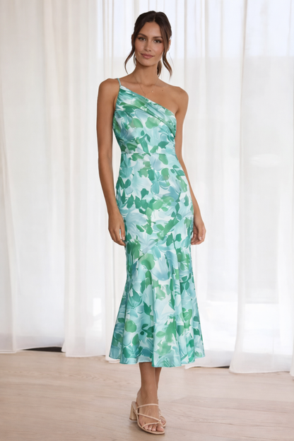 Selena - One-Shoulder Bloemenjurk met bloemenprint en flatterende pasvorm