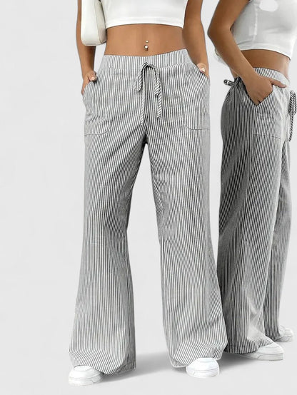 Manon – Comfortabele wide leg broek met strepen