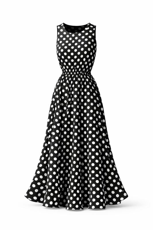 Anne - Polkadot Jurk met Tijdloze Print