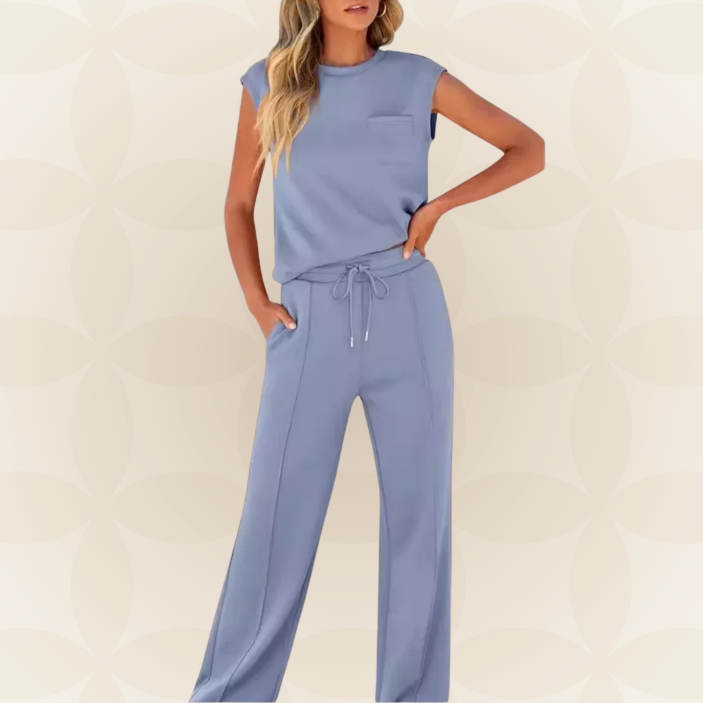 Anna – Casual Zomer Lounge Co-ord Set - Bruin
