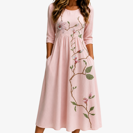 Blush Magnolia Tuin Midi Jurk