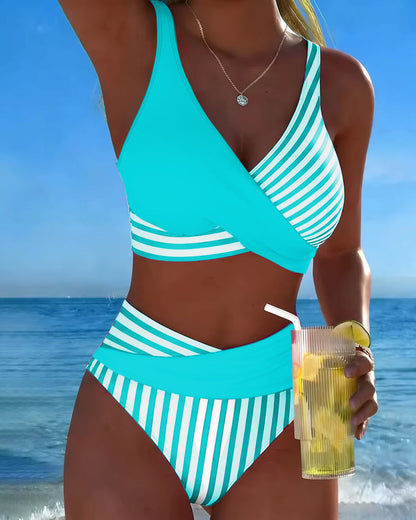 Bikini Kruzende Strepen Gedrukt