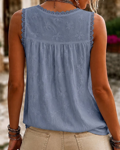 Marjet | Kanten Tanktop met V-hals