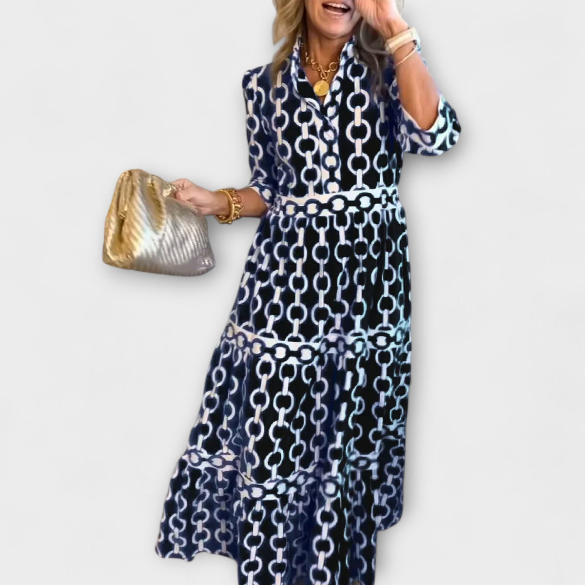 JULIANA | MIDI-JURK MET KETTINGPATROON