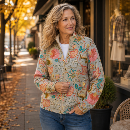 Xanthe™ | Vintage Bloemen Tuinprint Zip Vest