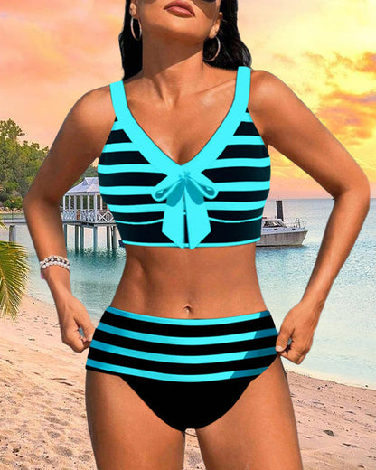 By Esmee® | Gestreepte Bikini met Hoge Taille