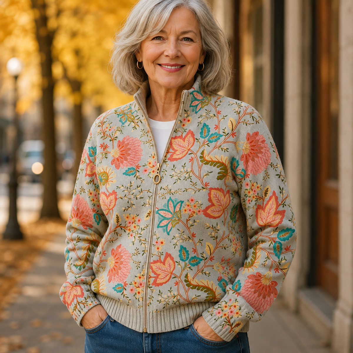 Xanthe™ | Vintage Bloemen Tuinprint Zip Vest