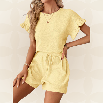Britt | Casual set met rimpeling en knoopdetails