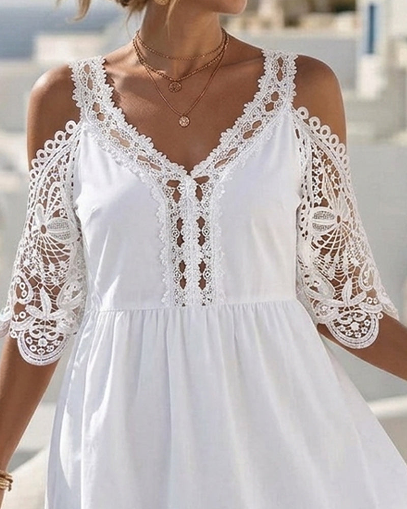 Lisette | Off-Shoulder Kanten Jurkje