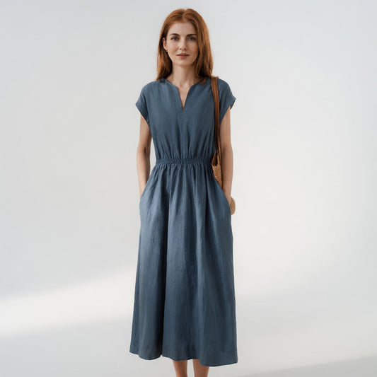 Lina — Vloeiende en elegante linnenmix jurk