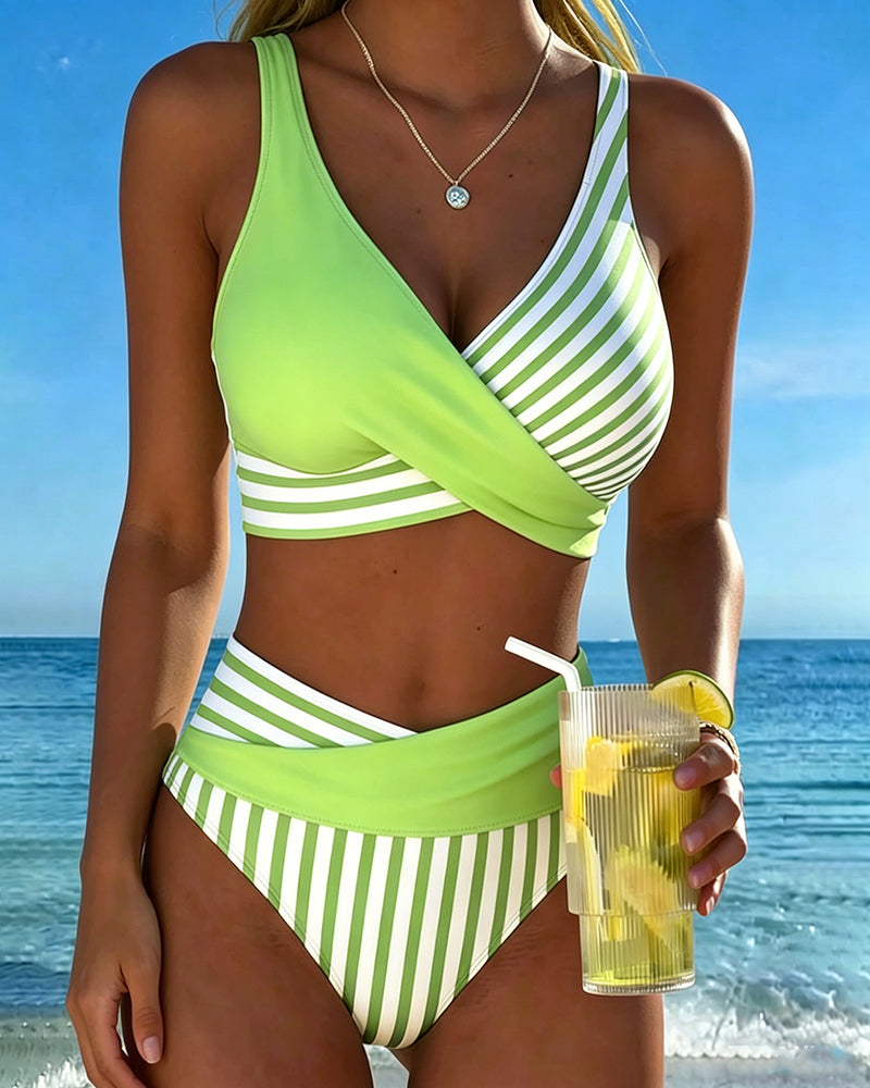 Bikini Kruzende Strepen Gedrukt