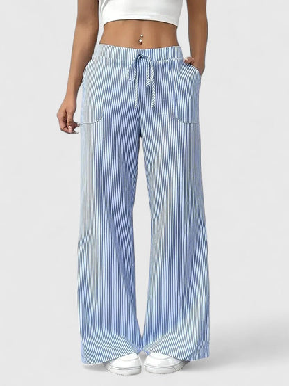Manon – Comfortabele wide leg broek met strepen