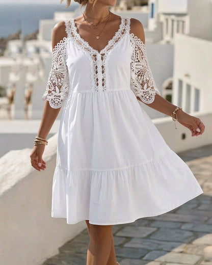 Lisette | Off-Shoulder Kanten Jurkje