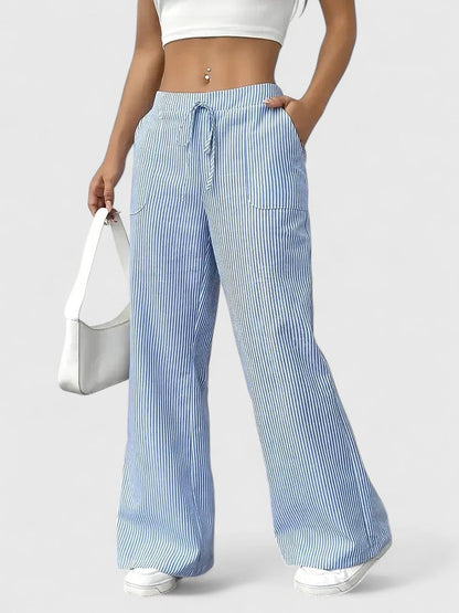 Manon – Comfortabele wide leg broek met strepen