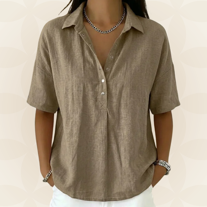Sonja - Blouse met kraag en knoopdetail