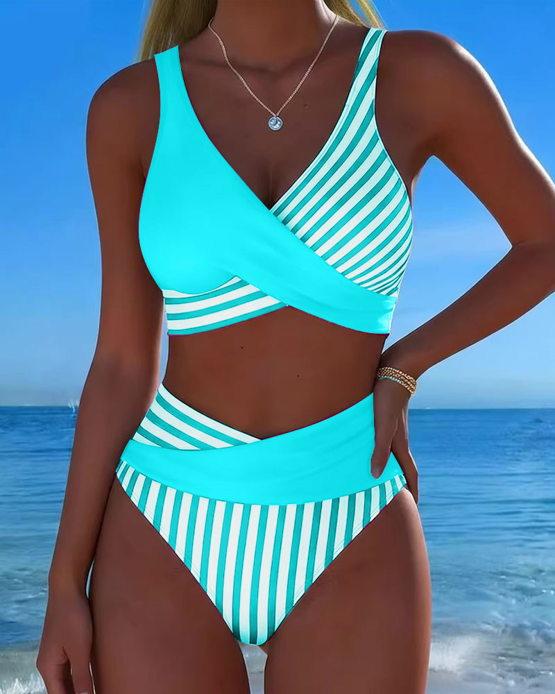 Bikini Kruzende Strepen Gedrukt