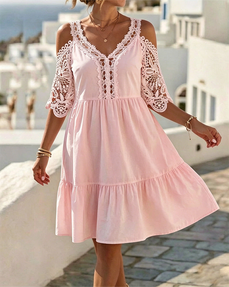 Lisette | Off-Shoulder Kanten Jurkje