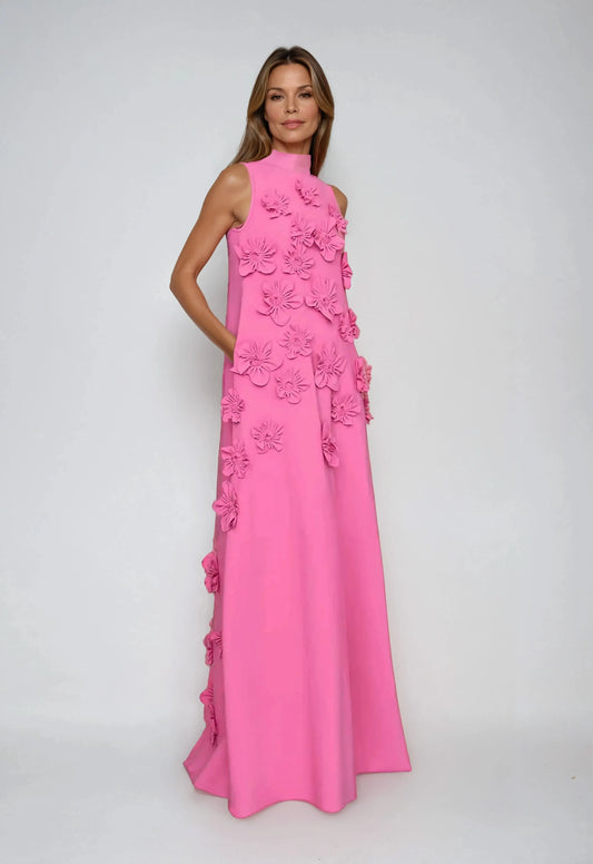 Sofieke - 3D Bloemen Maxi Jurk