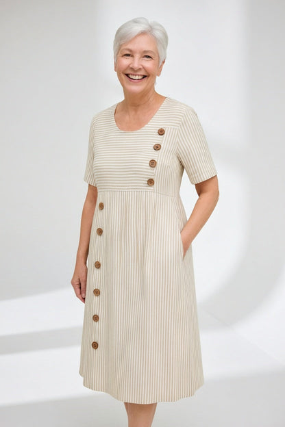 Linéora™ — Vloeiende gestreepte jurk met zomerse charme