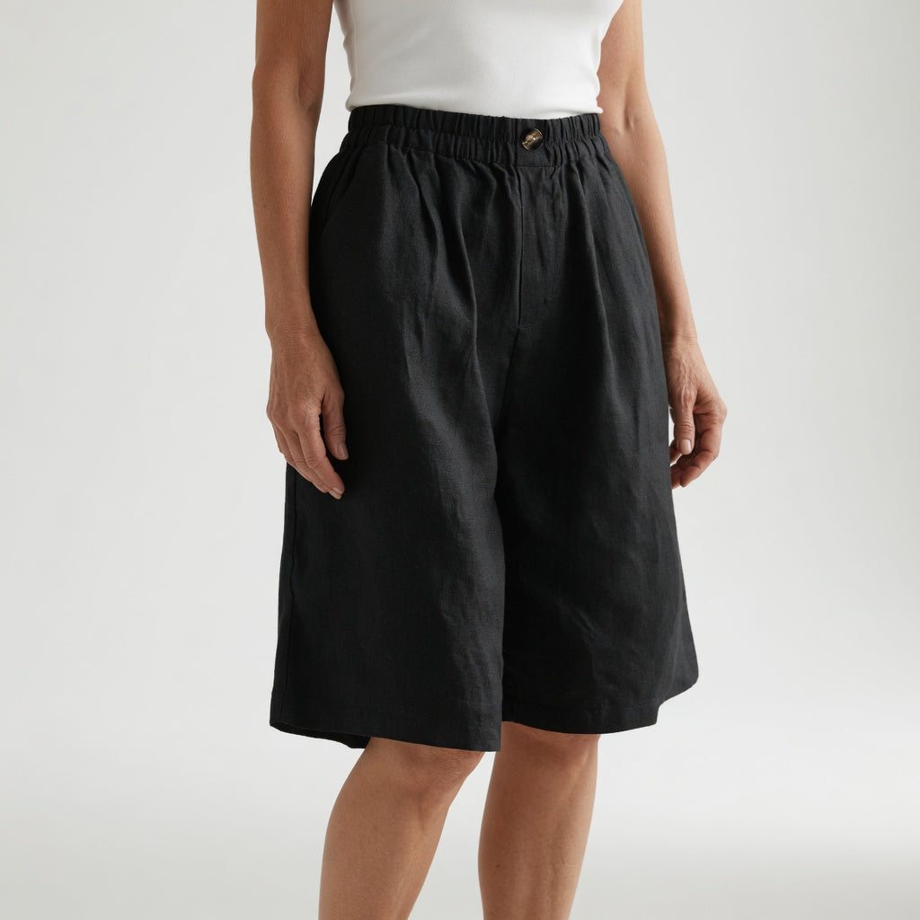 Wandeline™ — Korte ruime elastische taille comfortabele natuurlijke zomerbroek