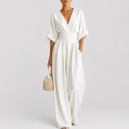 Saskia | Elegante Wide-Leg Jumpsuit met Diepe V-Hals