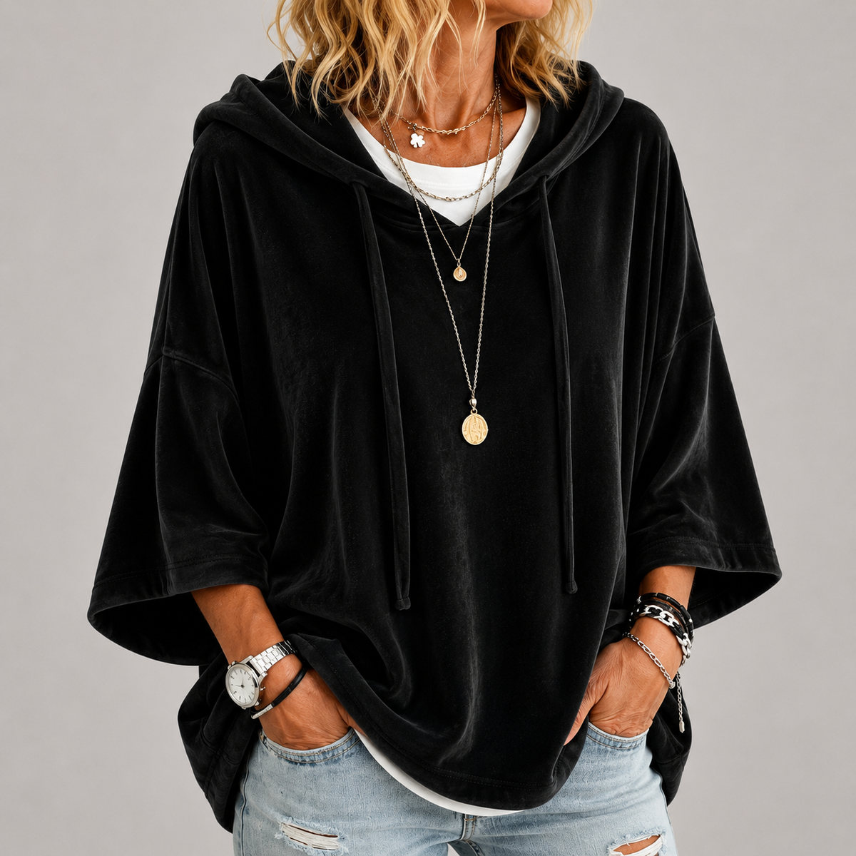 Wies – Luxe Oversized Fluwelen Hoodie