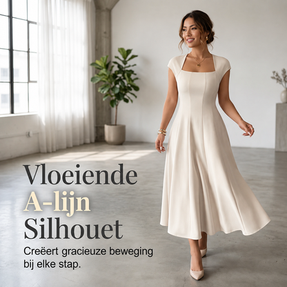 Margot | Elegante midi jurk vierkante hals