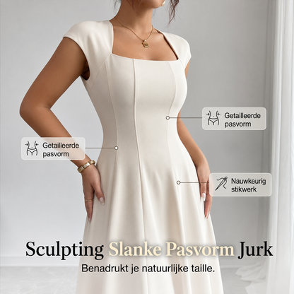 Margot | Elegante midi jurk vierkante hals