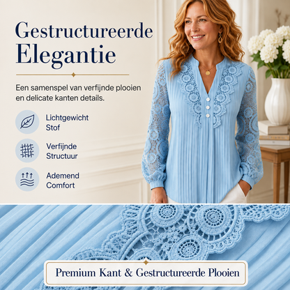 Nadia | Geplooide blouse met kanten mouwen