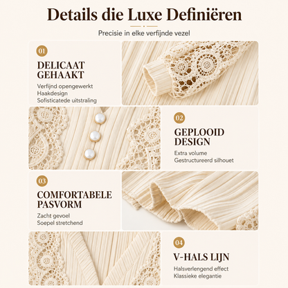Nadia | Geplooide blouse met kanten mouwen