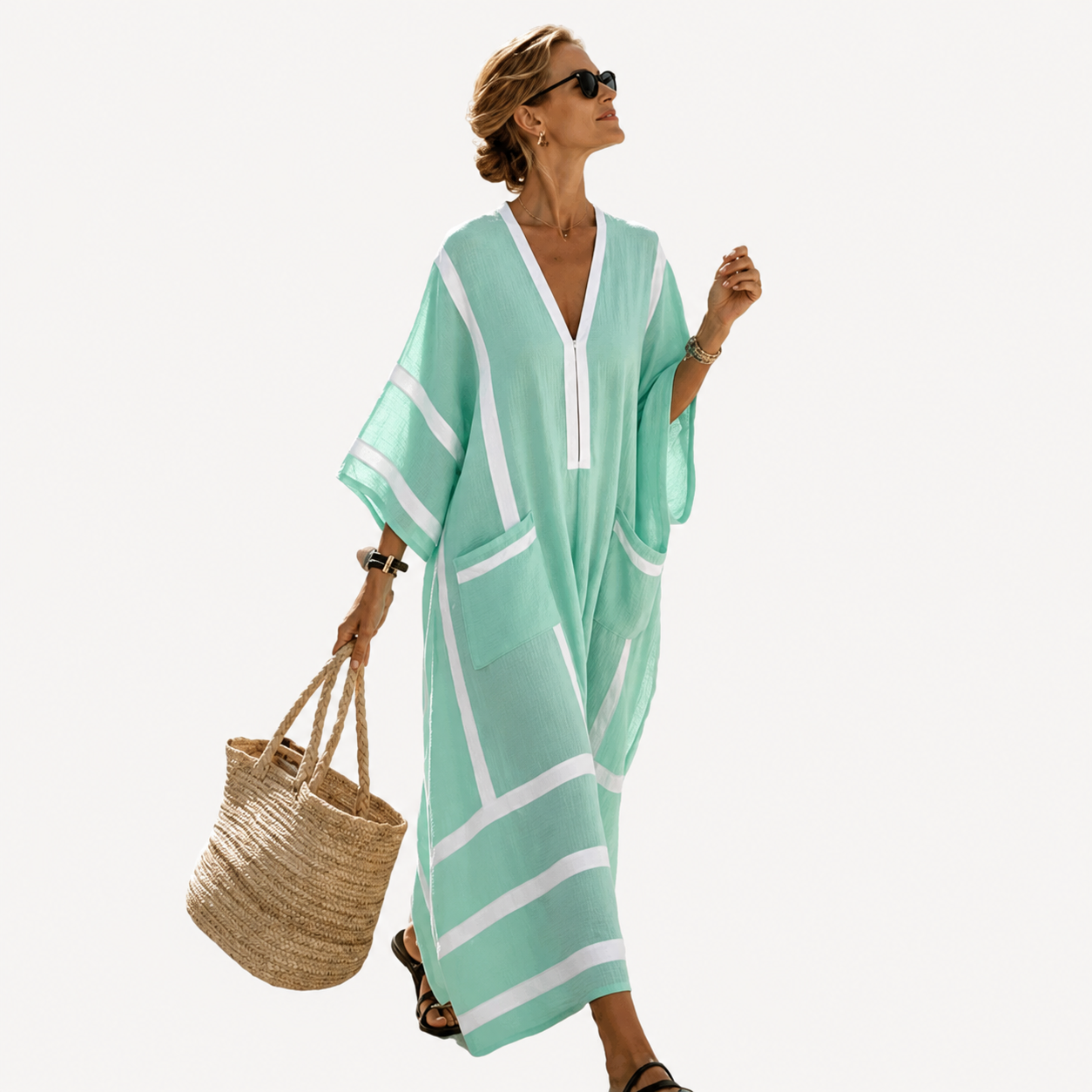 Lange Caftan - Mintgroen