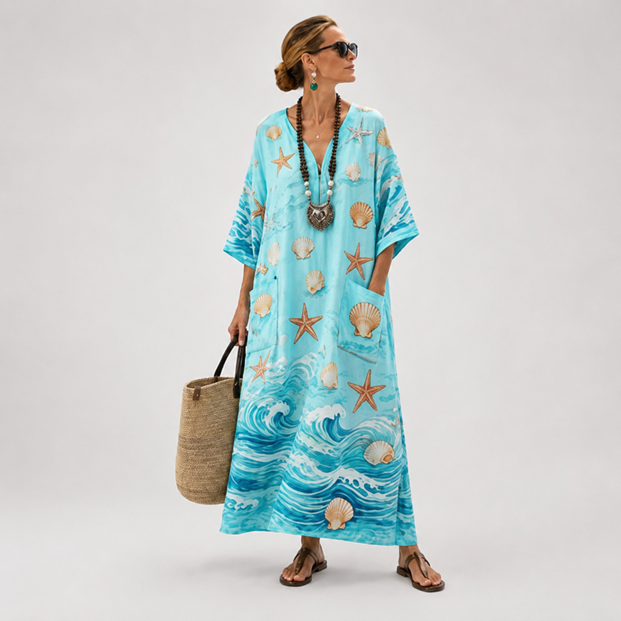 Lange Caftan - Zeeprint